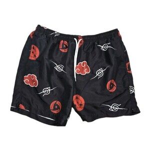 Mens Naruto Shippuden Swim Trunks Shorts Black Large 34x6